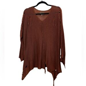 Zuza Bart Women’s 100% Linen Artsy Minimalist V neck Linen Sweater sz S
